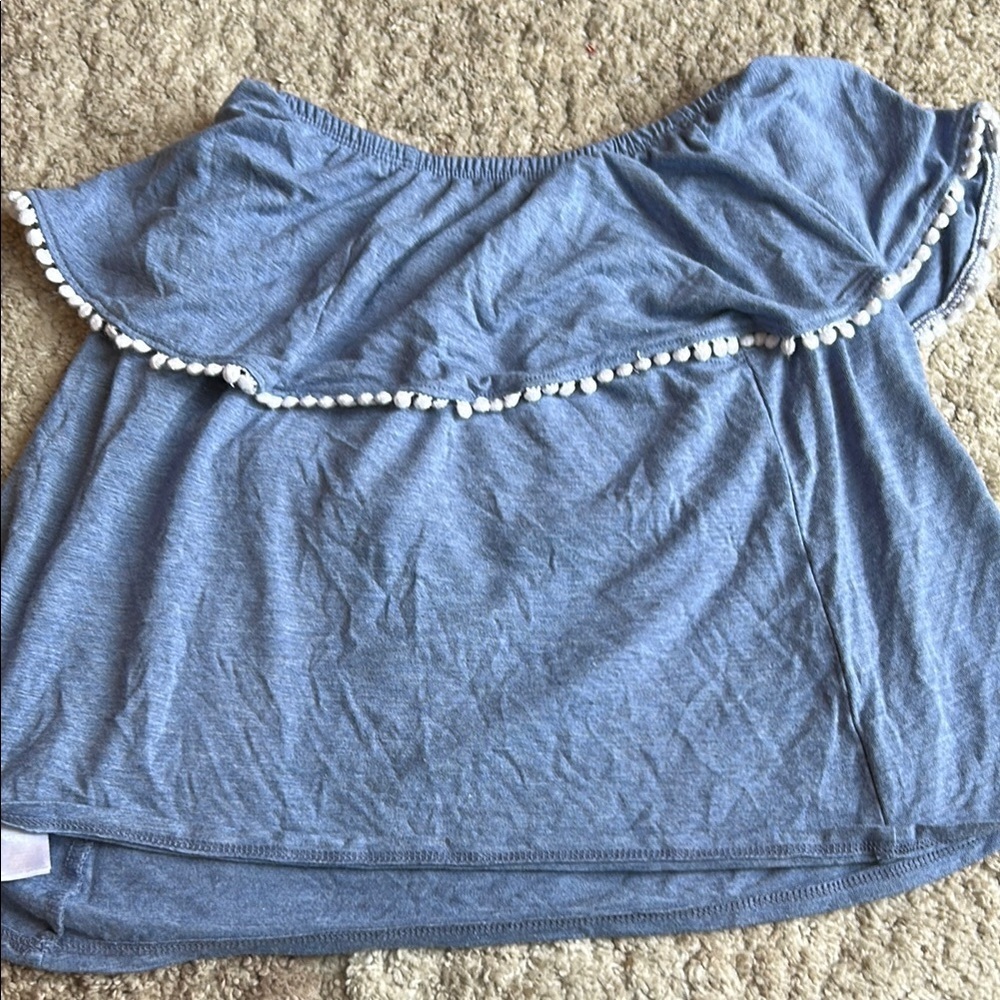 Old Navy Blue Ruffled off the shoulder top​ - Picture 4 of 4